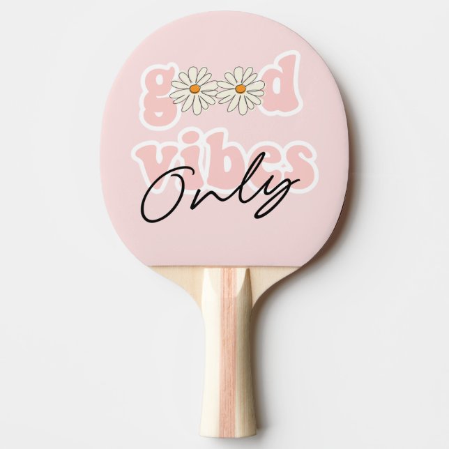 Good Vibes Only 70's Hippie Slogan Ping Pong Paddle (Front)