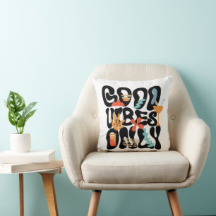 Good Vibes Only Abstract Tropical Cocktail Throw Pillow