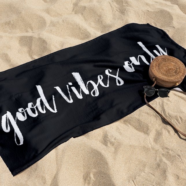 Good Vibes Only | Black and White Beach Towel (Creator Uploaded)