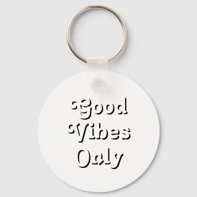 Good Vibes Only black white modern typography cool Keychain (Front)