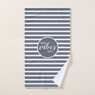 Good Vibes Only Blue White Typography Exercise Hand Towel