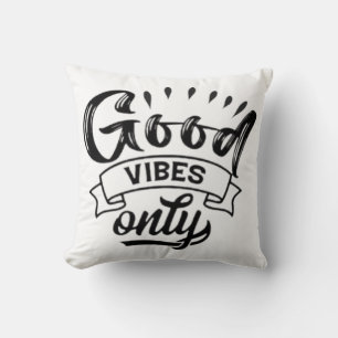 Good Vibes Only Brush Typography Throw Pillow