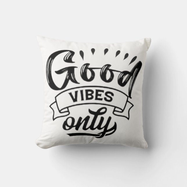 Good Vibes Only Brush Typography Throw Pillow (Front)