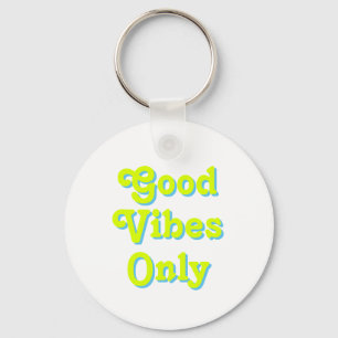 Good Vibes Only chartreuse green blue white Keychain