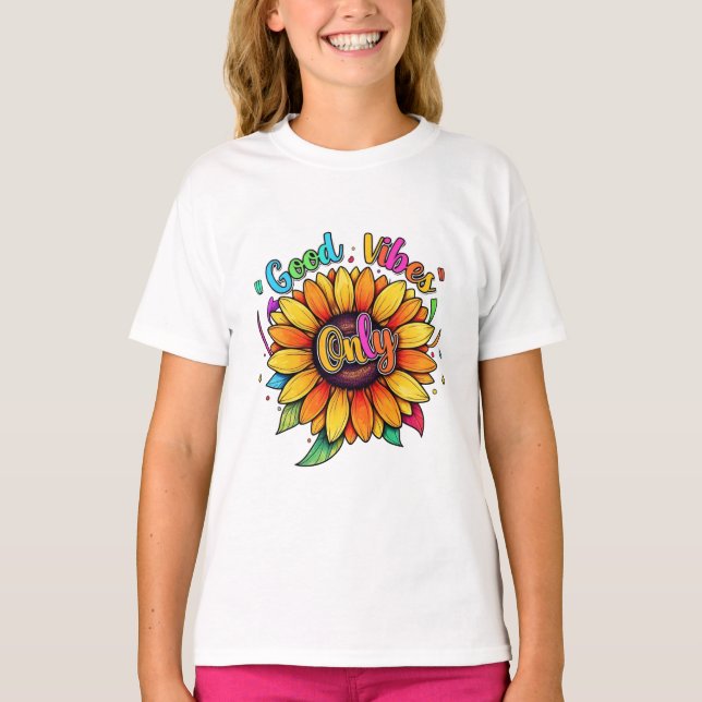 Good Vibes Only - Colourful Floral Edition T-Shirt (Front)