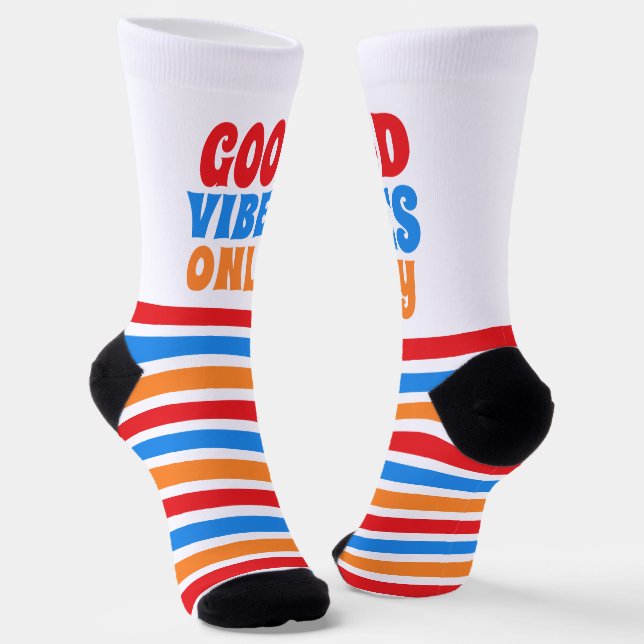Good Vibes Only Colourful Fun Socks (Angled)