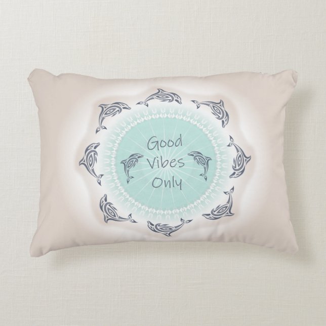 Good Vibes Only | Dolphins Coastal Accent Pillow (Front)