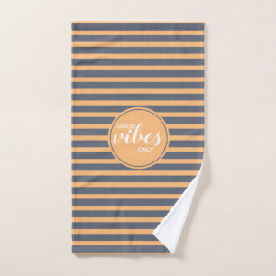 Good Vibes Only Orange & Blue Typography Exercise Hand Towel