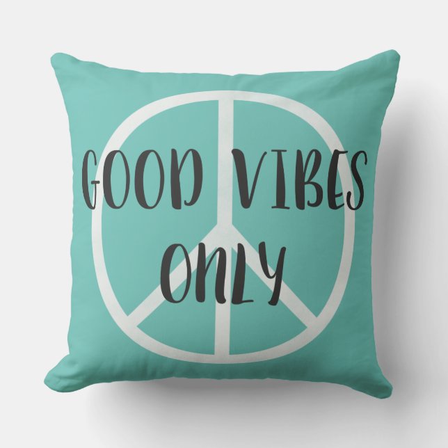 Good Vibes Only Peace Sign with Boho Style Arrows Throw Pillow (Front)