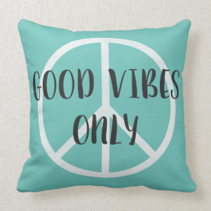 Good Vibes Only Peace Sign with Boho Style Arrows Throw Pillow