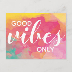 Good Vibes Only Positivity Affirmation Watercolor Postcard