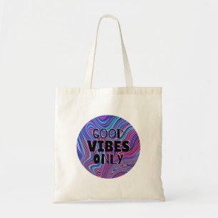 'Good Vibes Only' Psychedelic Marbled Tote Bag
