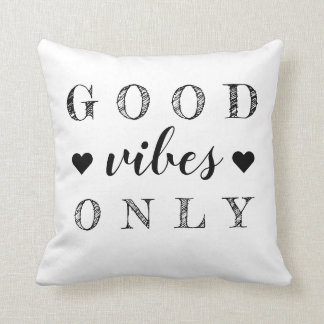 Good Vibes Only Quote Black White Reversible Throw Pillow