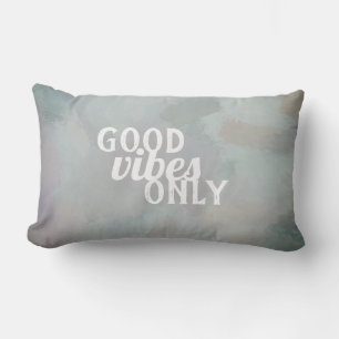 good vibes only quote grey paint stroke design lumbar pillow