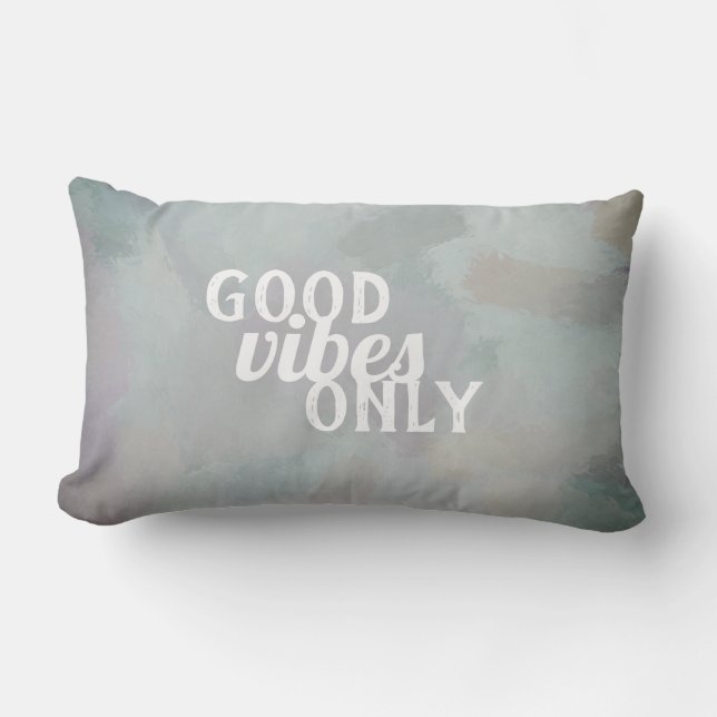 good vibes only quote grey paint stroke design lumbar pillow (Front)