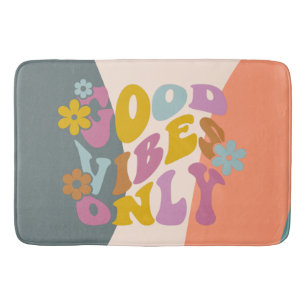 Good Vibes Only Quote Retro 60s Hippie Design Bath Mat