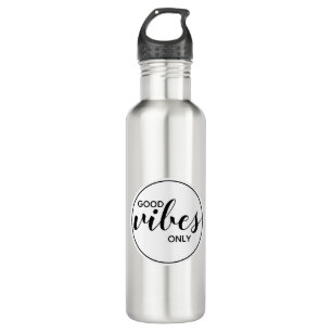 Good Vibes Only Quote Typography White Black 710 Ml Water Bottle
