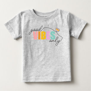 Good Vibes Only Rainbow Heart Baby T-Shirt