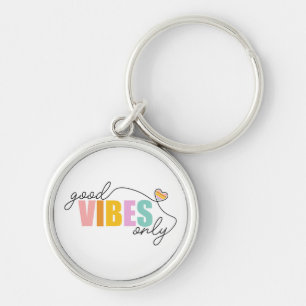 Good Vibes Only Rainbow Heart Keychain