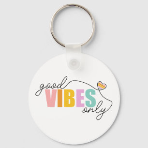 Good Vibes Only Rainbow Heart Keychain