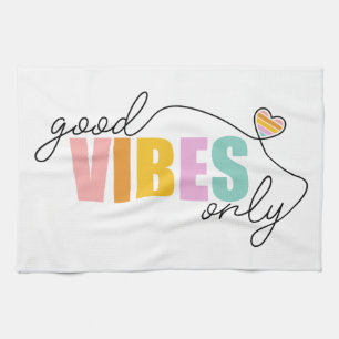 Good Vibes Only Rainbow Heart Kitchen Towel
