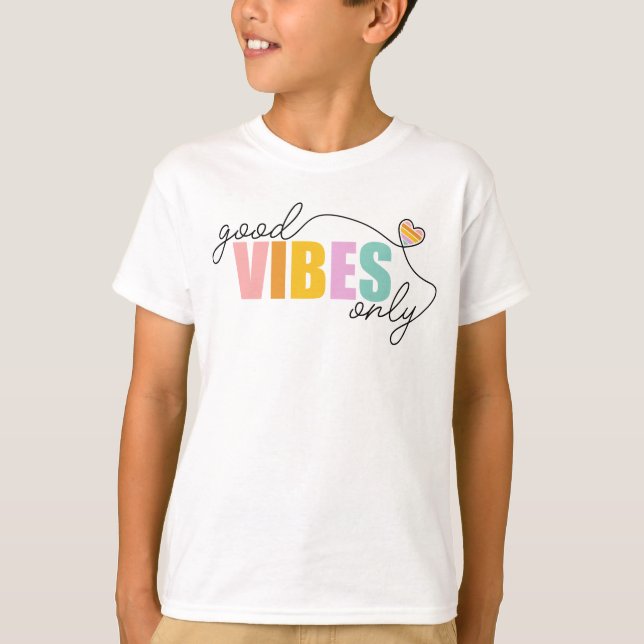 Good Vibes Only Rainbow Heart T-Shirt (Front)