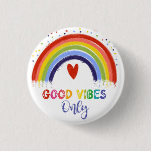 good vibes only rainbow mental health card keychai 1 inch round button