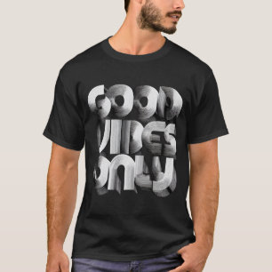Good Vibes Only – Retro 3D Line Typography T-Shirt