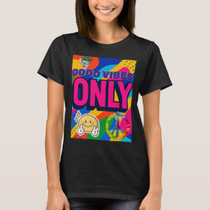 Good vibes only retro colorful smiley face T-shirt