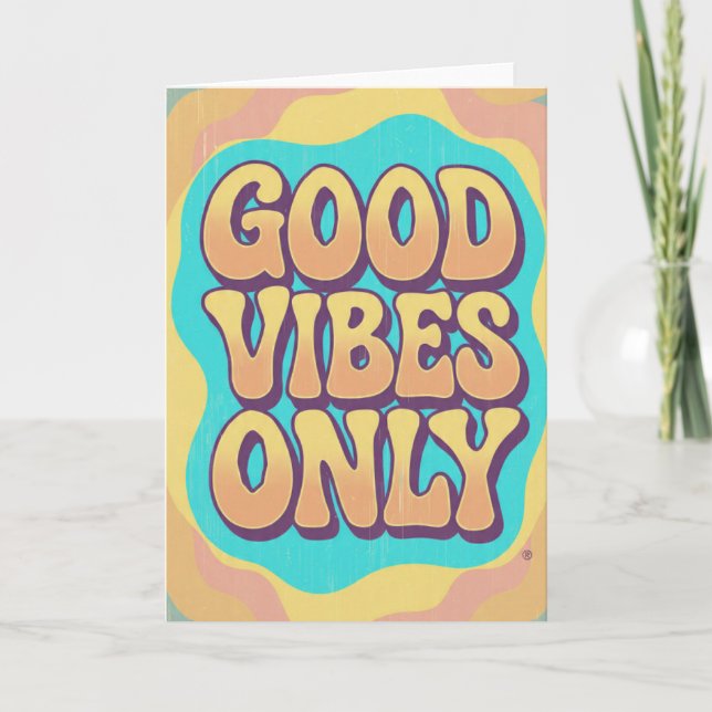 Good vibes only retro groovy style card (Front)