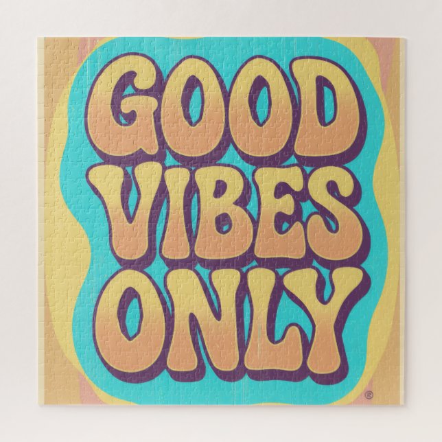 Good vibes only retro groovy style jigsaw puzzle (Vertical)