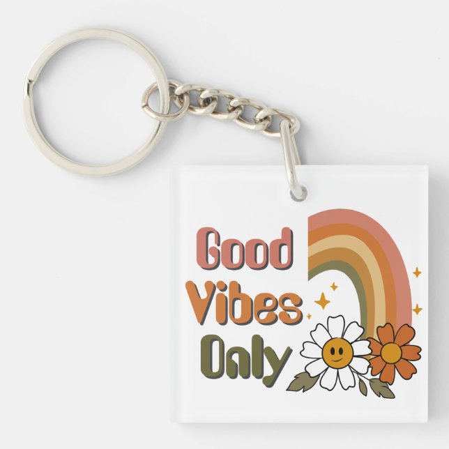 Good Vibes Only Retro keychain (Front)