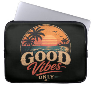 Good Vibes Only Retro Sunset Design Laptop Sleeve