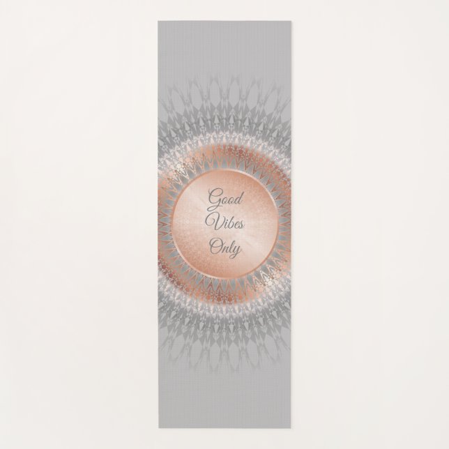 Good Vibes Only Rose Gold Mandala Yoga Mat (Front)