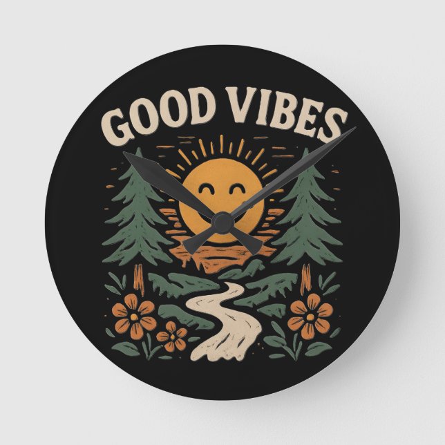 Good Vibes Only!! Round Clock (Front)