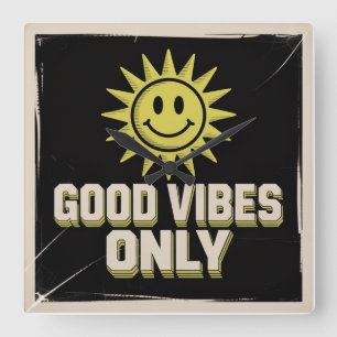 Good Vibes Only Square Wall Clock