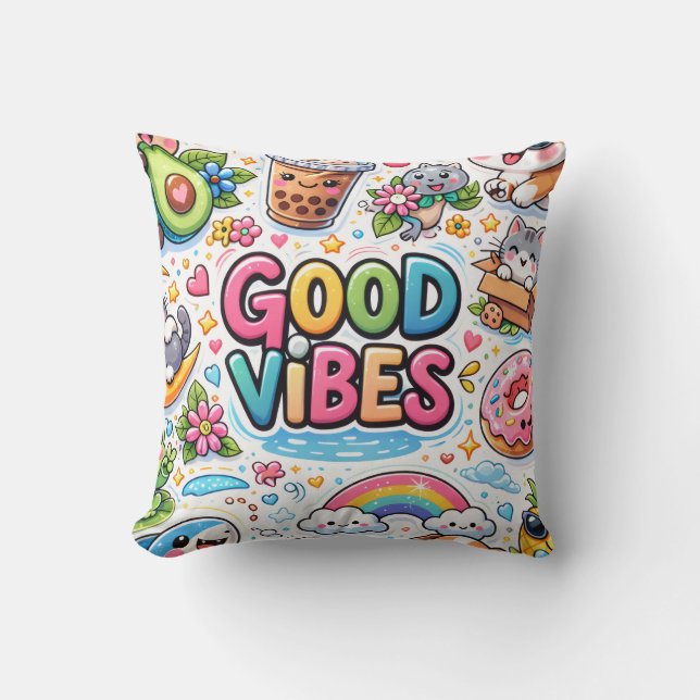 Good Vibes Only  Throw Pillow (Front)