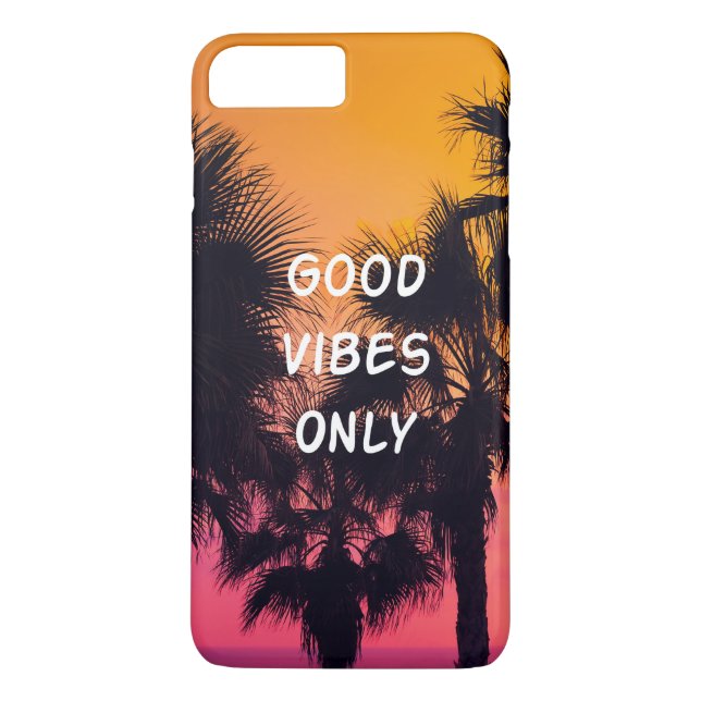 "Good Vibes Only"  Tropical Beach Palms Sunset Case-Mate iPhone Case (Back)