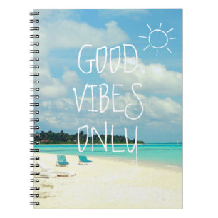 GOOD VIBES ONLY Tropical Island Spiral Notebook