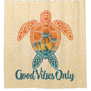 Good Vibes Only Tropical Sunset Sea Turtle Design