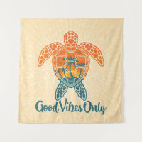 Good Vibes Only Tropical Sunset Sea Turtle Design