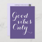 Good Vibes Only Ultra Violet Positive Uplifting Postcard (Front/Back)