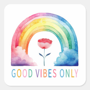 Good Vibes Only Watercolor Rainbow Sticker
