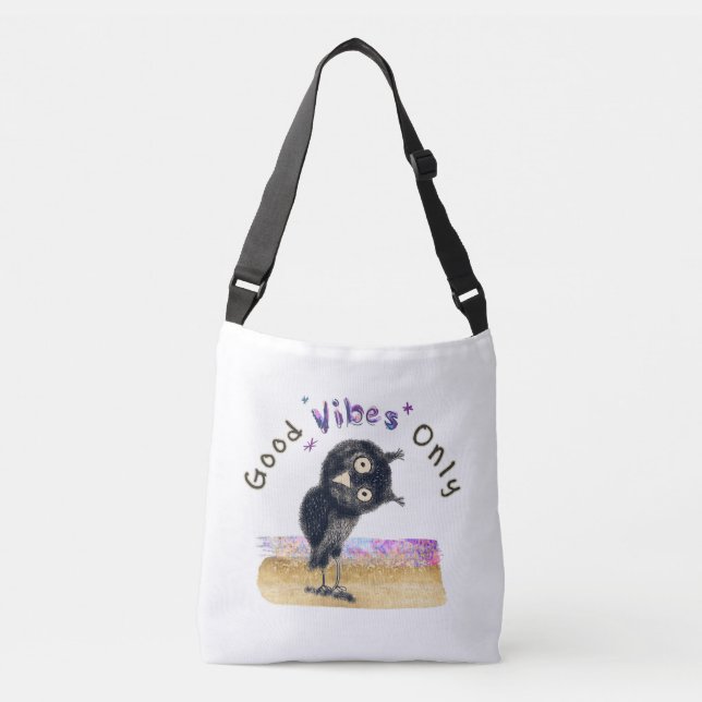 Good Vibes Only with Curious Owl Crossbody Bag (Front)