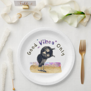 Good Vibes Only with Curious Owl Paper Plate