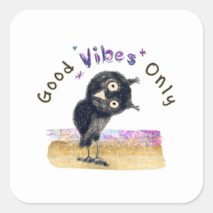 Good Vibes Only with Curious Owl Square Sticker