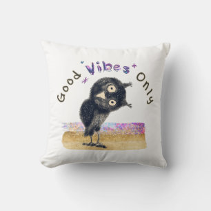 Good Vibes Only with Curious Owl Throw Pillow