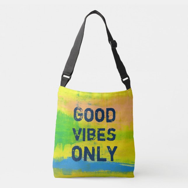 Good Vibes Ony - Blue Yellow Abstract Art Crossbody Bag (Front)