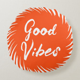 Good Vibes Orange Round Pillow
