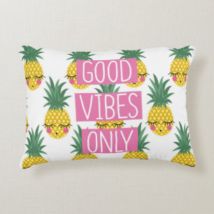 Good Vibes Pineapples Summer Pattern Accent Pillow